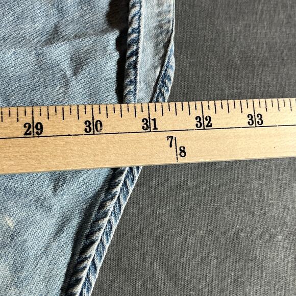 Chaps Ralph Lauren Dress Shirt Mens Size 16.5 34/35 Blue Denim Button Down FLAW - Picture 12 of 16